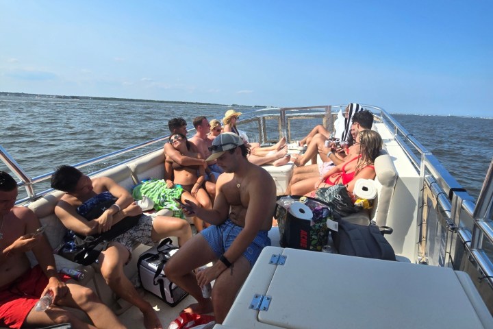 a group of people on a boat